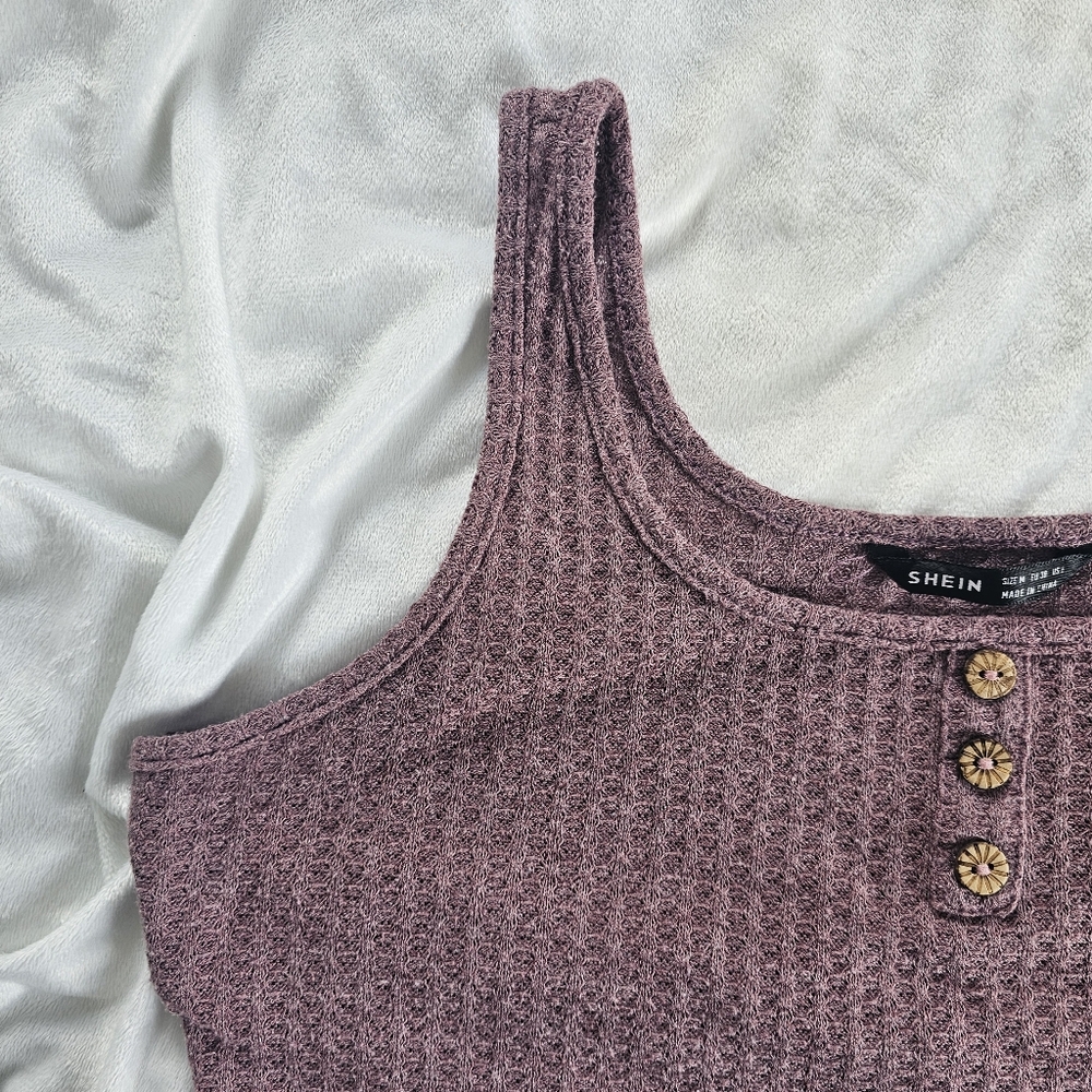 Purple Ribbed Crop Tank Top - Picture 2 of 5